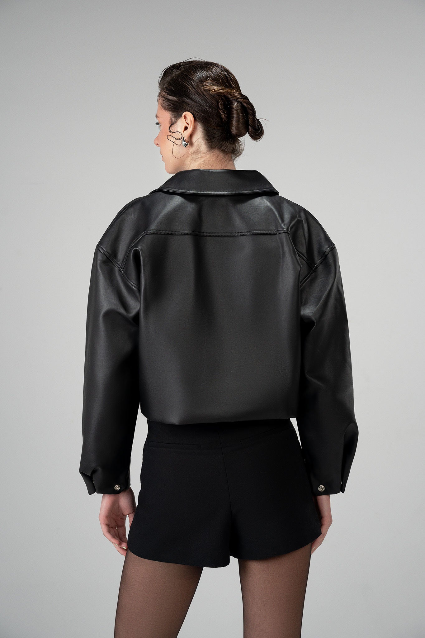 Cropped Jacket Imitation Leather
